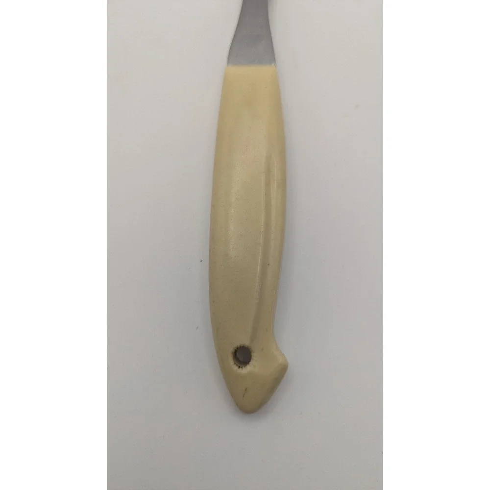 Camillus Stainless Steel Meat Carving Fork Vintage Cream‎ Handle 2 Tine USA Made
